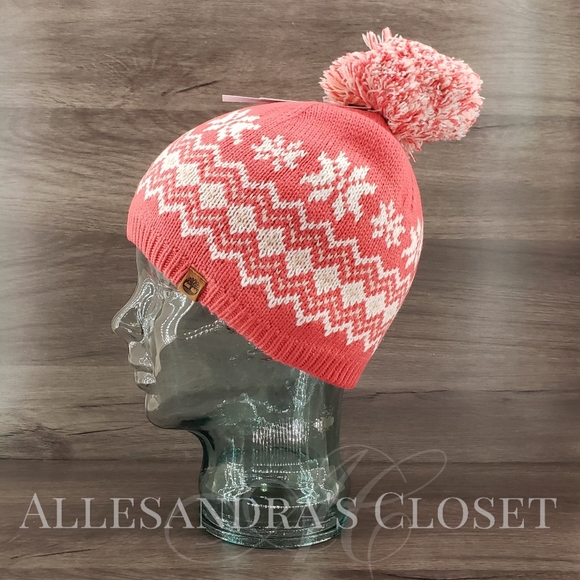 BUNDLE ‐ 2 Timberland Hats Beanies Multi Fair Isle Pompom Knit Outdoor NWT - Picture 5 of 15